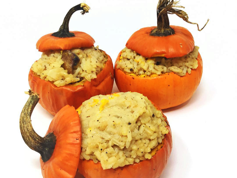 DIY STUFFED PUMPKIN WITH WILD MUSHROOM RISOTTO // THE MARKET BASKET